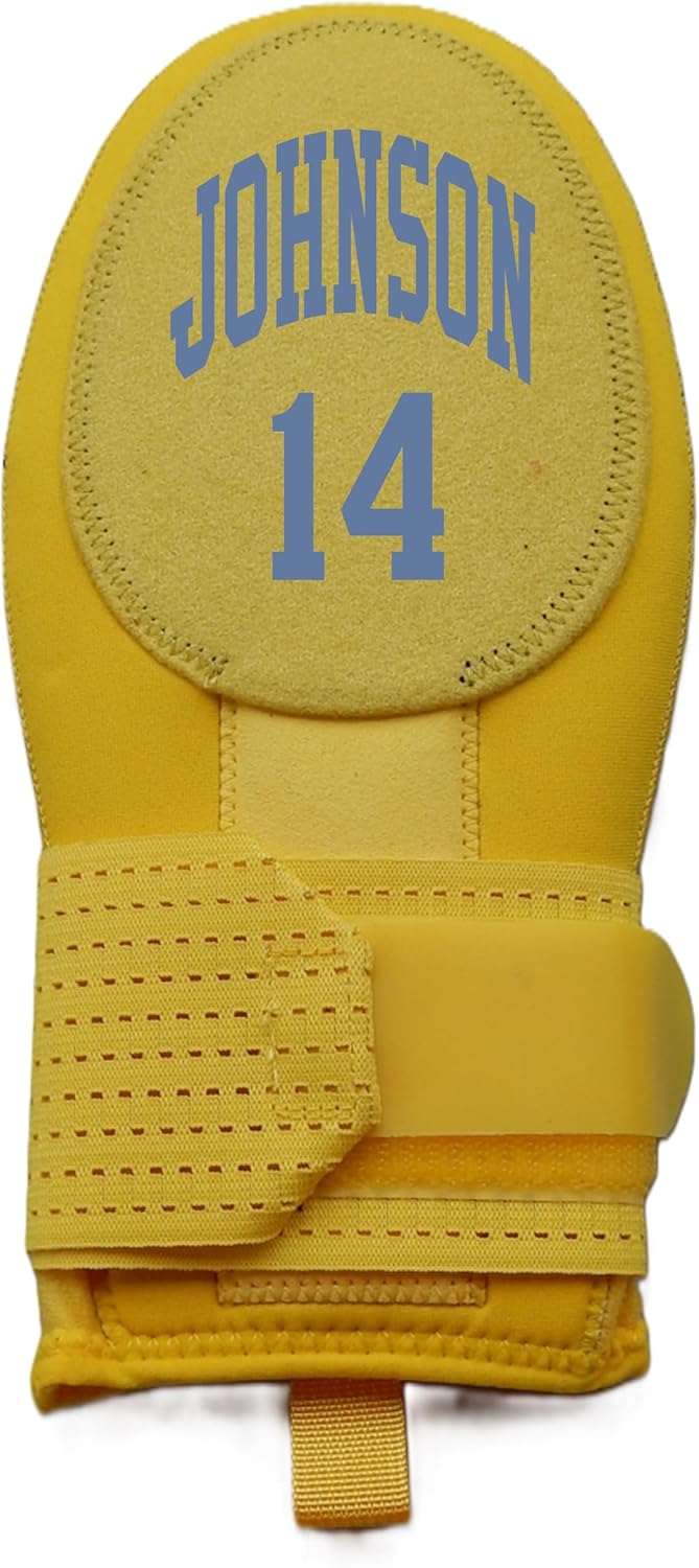 Yellow Sliding Mitt with Custom Name & Number Baseball Softball. Baserunner Protection Glove, 17 Font Color Choices and 2 Sizes