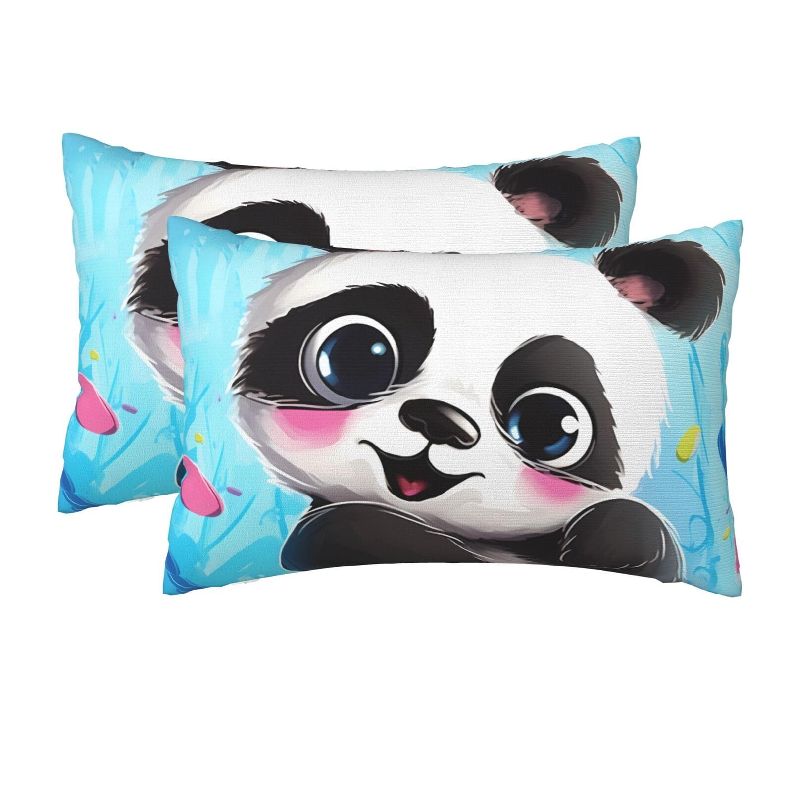 2 Pack Queen Size Pillow Cases for Hair and Skin Soft Breathable Pillow Case Covers with Hidden Zipper Cute Panda Pillowcase 20x30 Inches Pillow Cover for Sleeping Gift