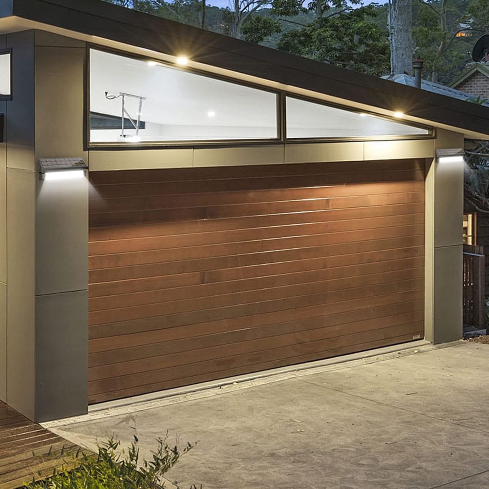 Sensor de Luz Solar Exterior 3300mAh Lámparas Solares con Modo de Luz Blanca/Cálida IP65 Impermeable LED Foco Solar Luz de Pared de Aluminio para Jardín