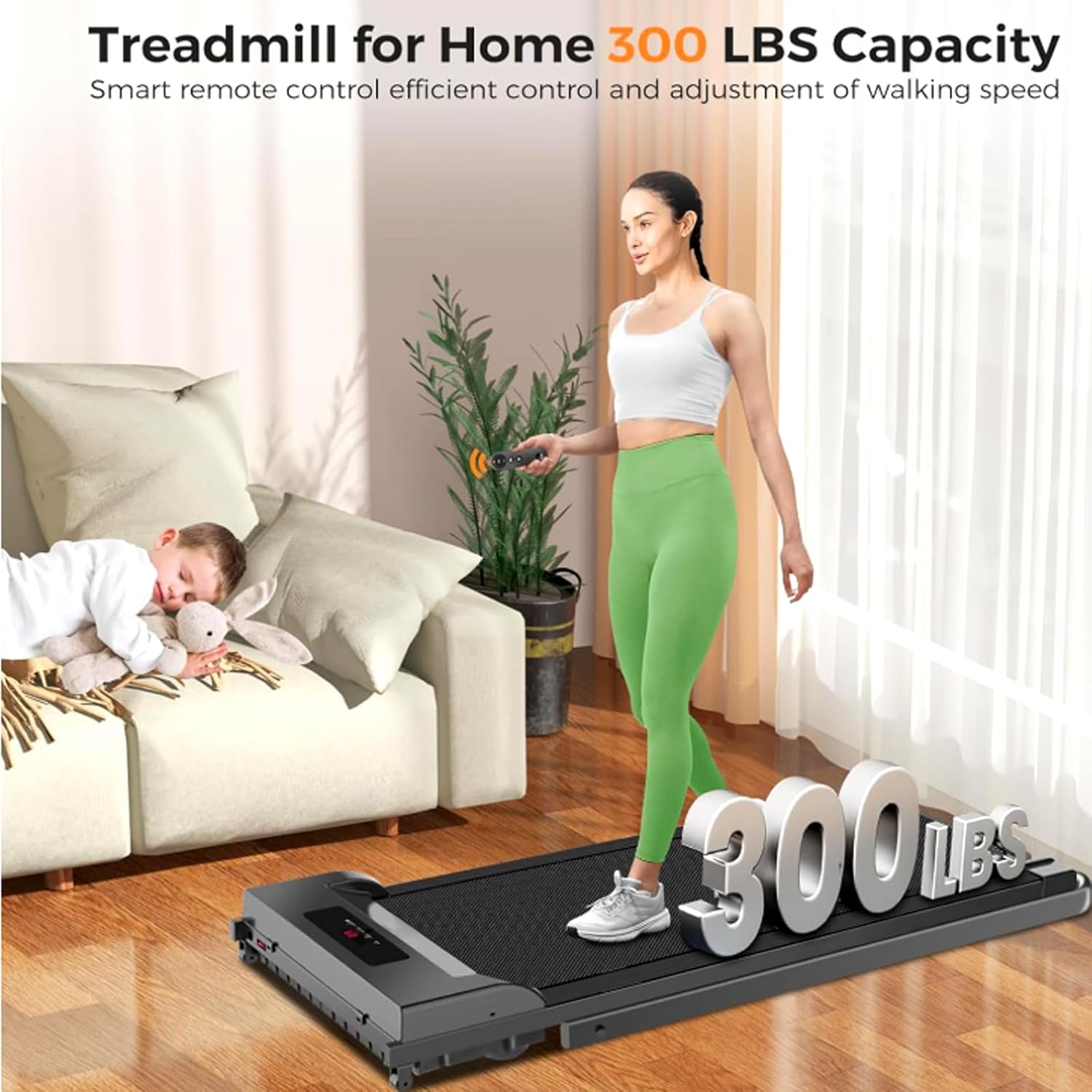 Treadmill with Incline 3-in-1 Portable Treadmills for Home Small, Incline Walking Pad Treadmill with Handle Bar, Walking Pad Foldable with 3.0HP Quiet Brushless, LED Dispay, 300LBS Capacity C Black