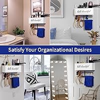 Vista 6 de Soporte rústico para secador de pelo montado en la pared, organizador de herramientas y accesorios de peinado, suministros de baño y herramientas