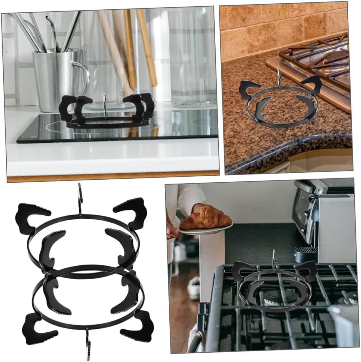 Cabilock 2pcs Non- Stove Pot Stand Rack Multi-functional Gas Wok for Pots High-grade Cooking Accessory for Home Kitchen Restaurant Use