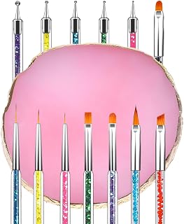 8 Pcs Nail Art Brushes with 1 Nail Art Palette,Double Ended Nail Design Brushes Nail Liner Brush Nail Polish Mixing Plate Nail Dotting Tool Nail Tools Kit for Home Salon