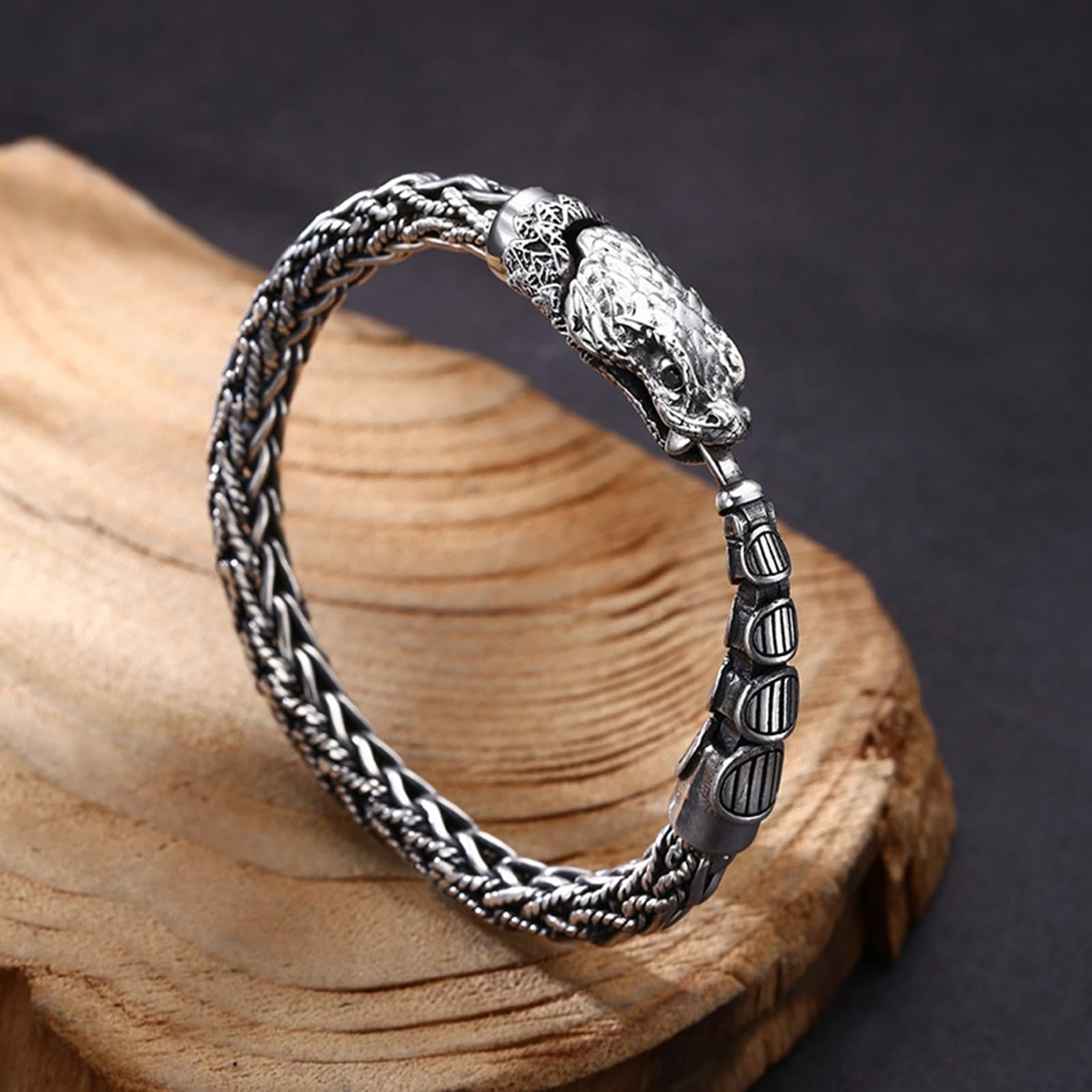 Epinki Armband Sterling Silber S925 Herren Schlange Welle Kette Armreifen