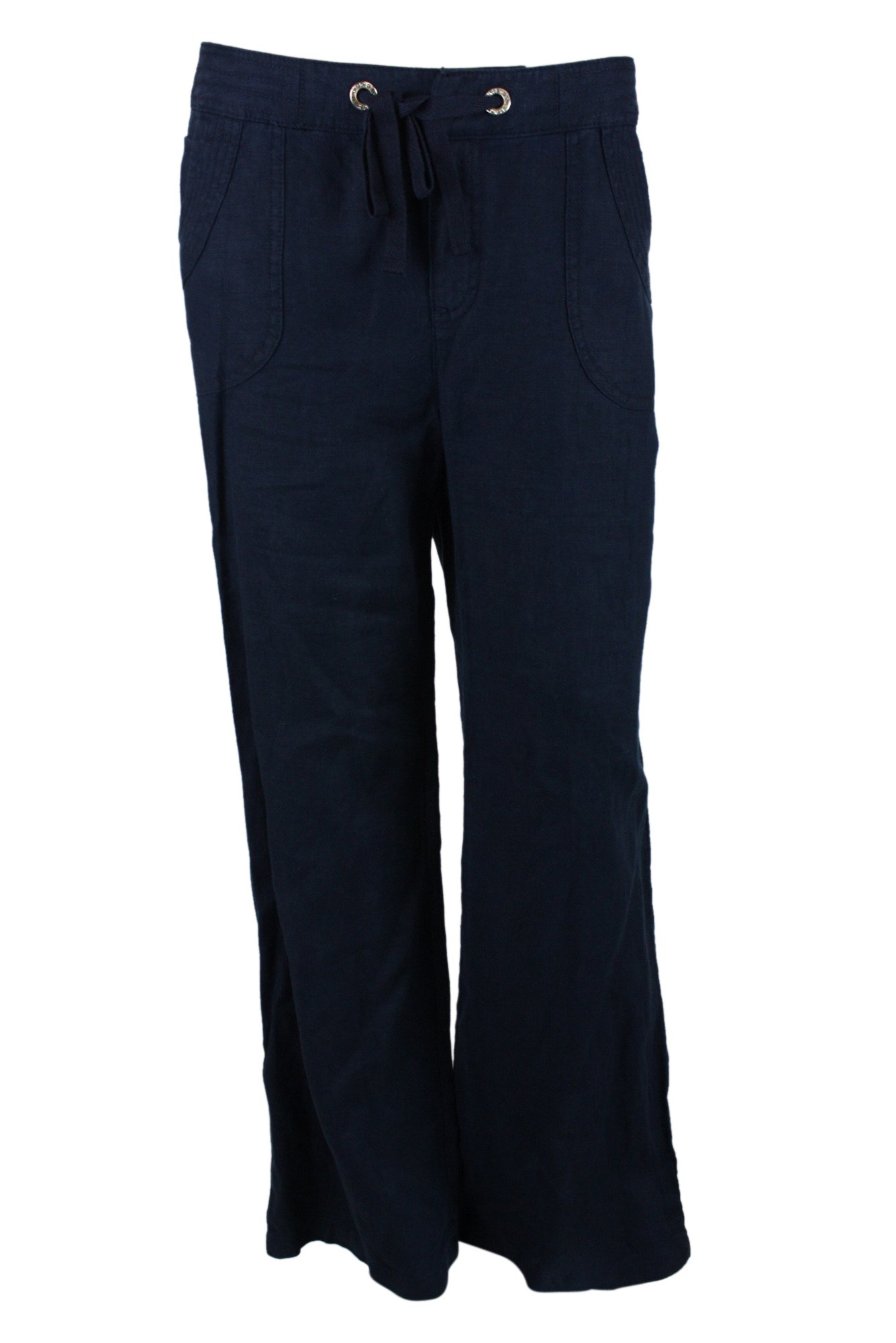 INC International Concepts Petites Navy Blue Drawstring Linen Pants 12P