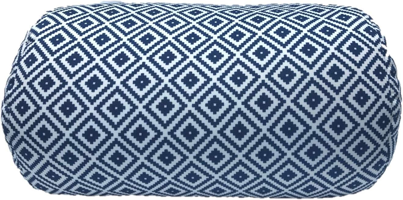 Bookishbunny 2pcs Micro Bead Microbead Roll Pillow Cushion for Bed Back Neck Head Body Support, 13" x 7", Various Designs (Navy+Diamond)