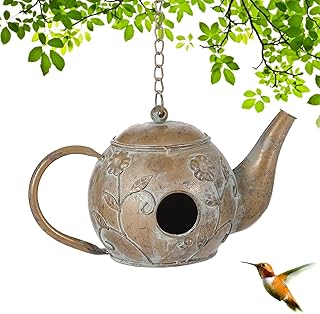 Bird House, Teapot Hanging Bird House, Metal Bird Houses for Outside, An...