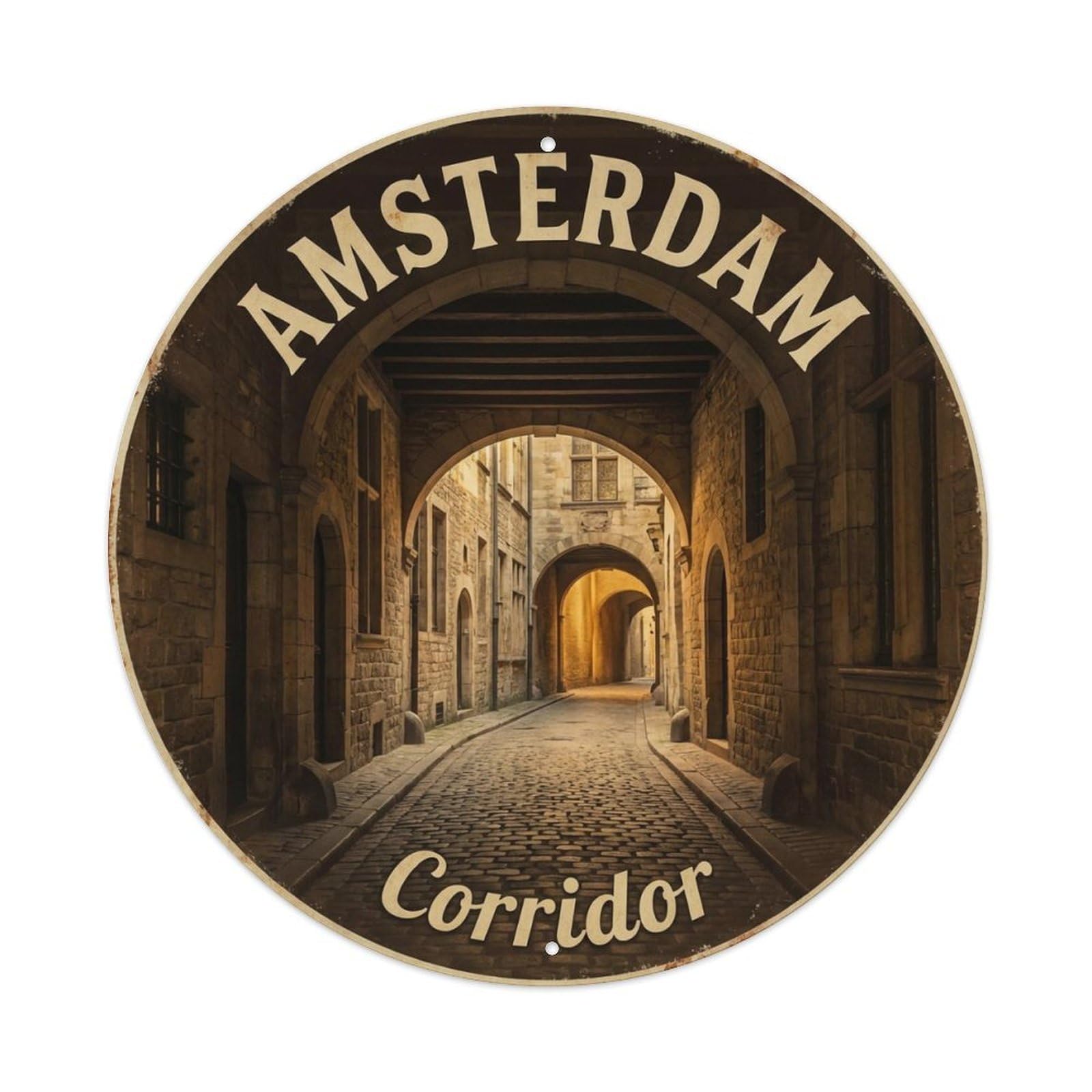 Vintage Travel Amsterdam Netherlands Passage Metal Tin Sign