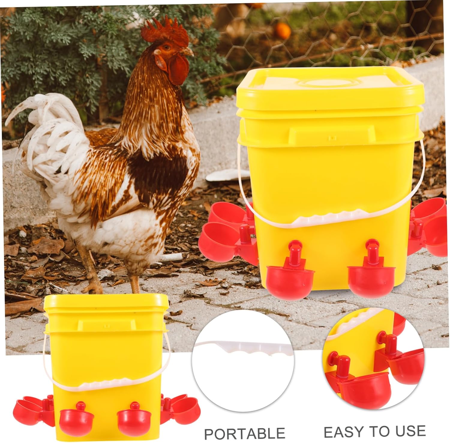 POPETPOP Automatic Chicken Trough Portable Chick Feeder for Chickens Easy to Clean Poultry Feeding Container