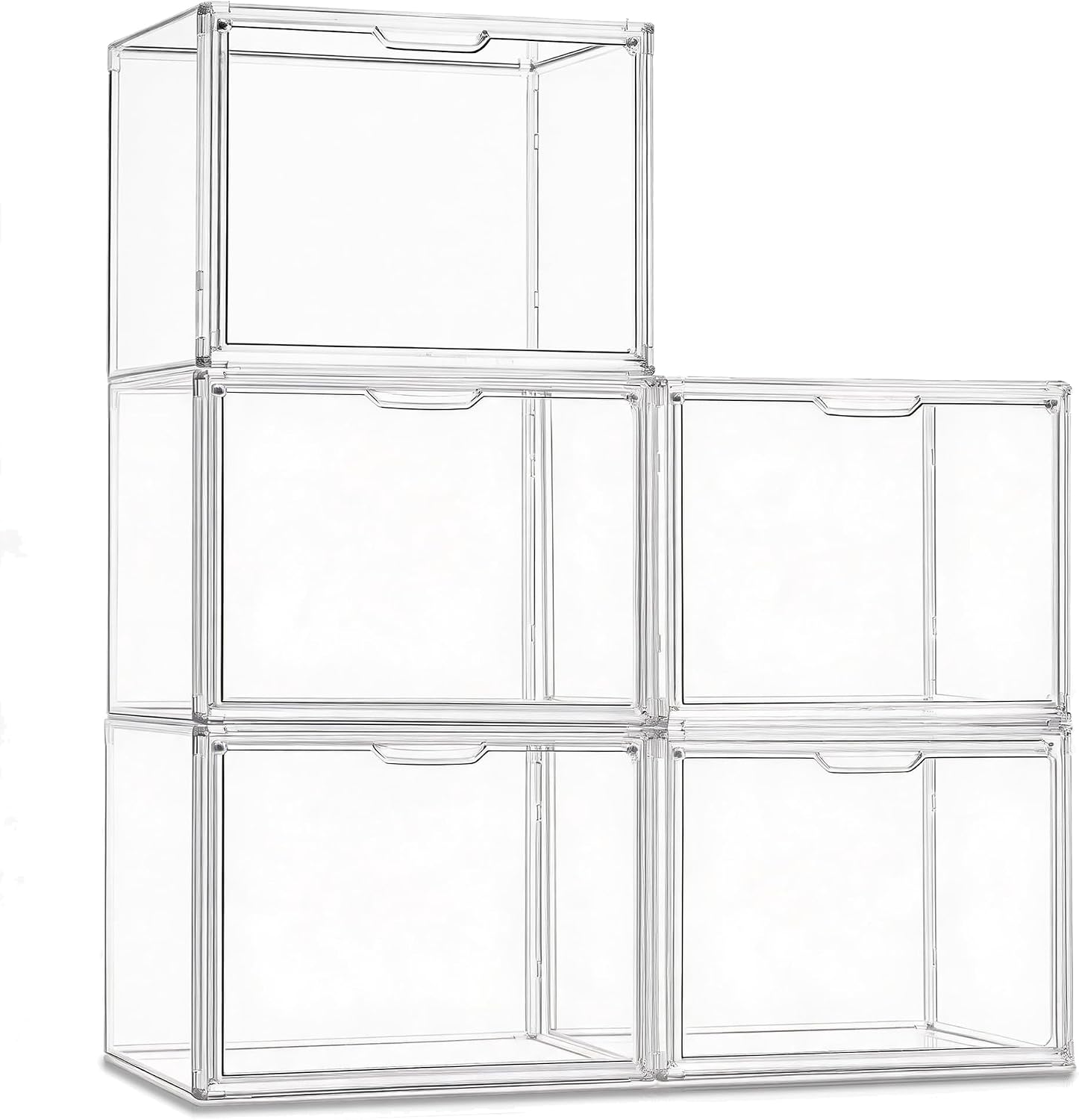 5 Pack Purse Organizer for Closet Acrylic Display Cases Clear Storage Boxes