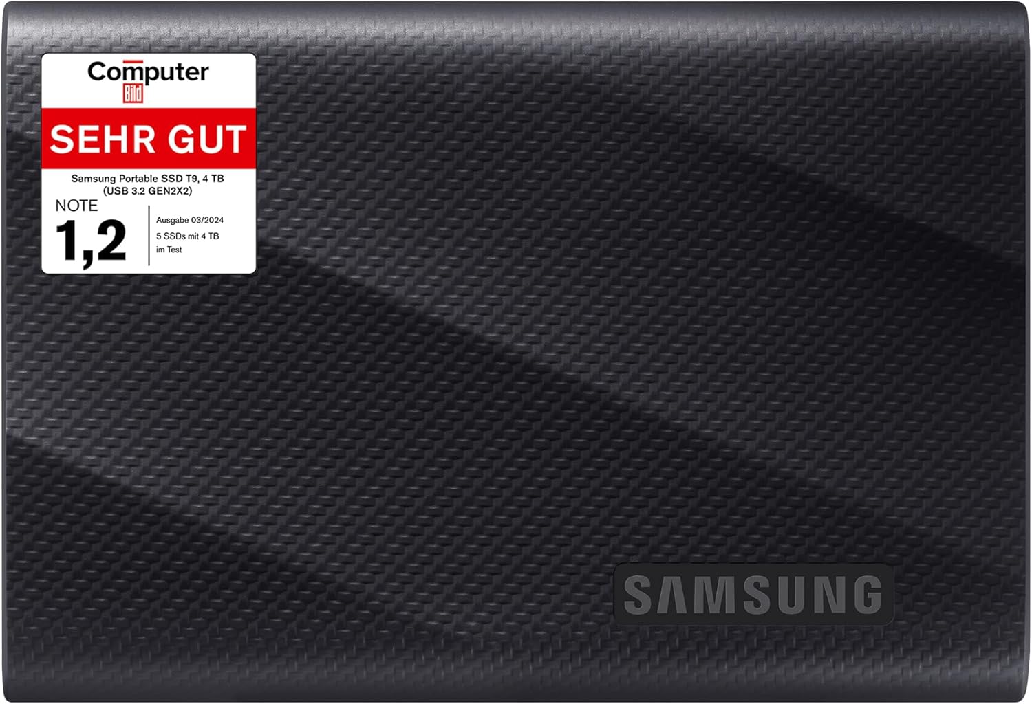 Samsung MU-PG4T0B/EU Portable SSD T9, 4TB, 2000MB/s Read, 2000MB/s Write, USB 3.2 Gen.2x2, External Hard Drive for Professional Users, Compatible with Mac, PC, Smartphone and 12K Cameras