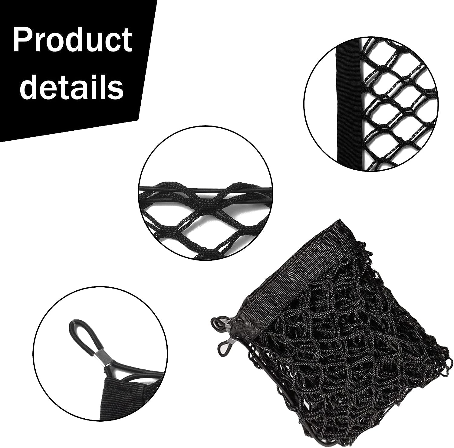 Rete per Bagagliaio Auto,Rete Auto 4 HooK Car Rear Boot Trunk Cargo Elastic Mesh Net Organizer for bagagli(3pcs)