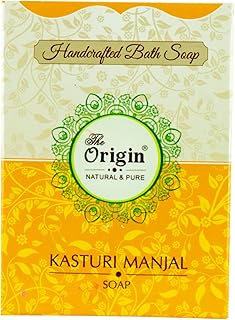 The Origin Handcrafted Kasturi Manjal Soap (125g) - Natural Ayurvedic Wild Turmeric Bath Soap for Skin Brightening, Acne C...