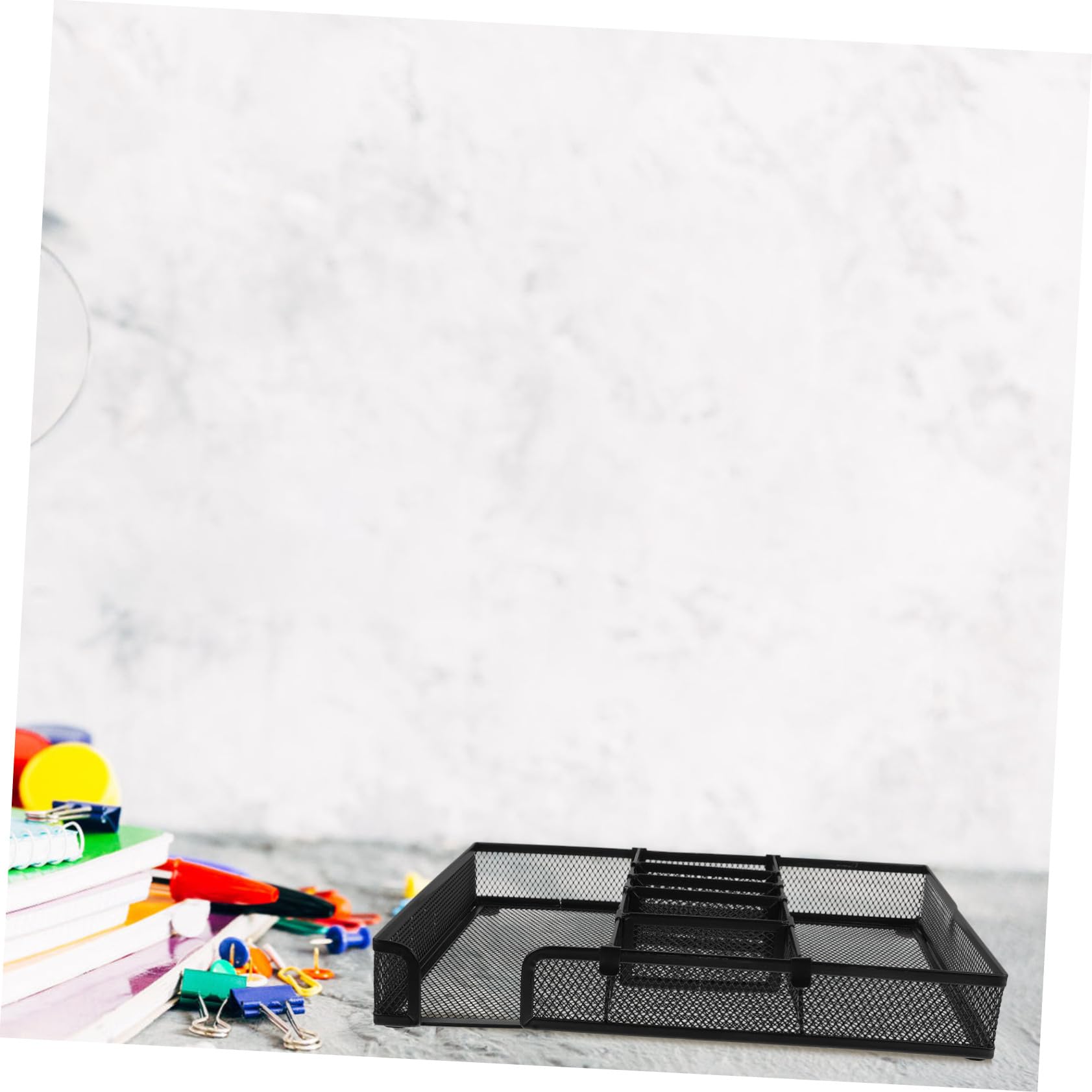 Organizador de Escritorio de Hierro Negro para Papelería y Oficina | Sistema Práctico de Orden, Diseño Versátil, Limpieza Sencilla y Ahorro de Espacio en Mesa