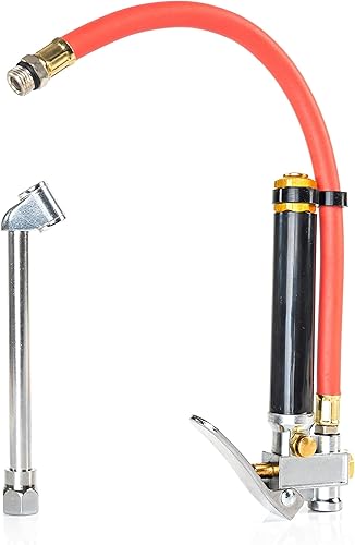 Miniatura 2 de NEIKO Inflador de neumáticos 20701A  12 pulgadas  Medidor de presión de neumáticos flexible  20  120 PSI  Portabrocas de doble cabezal NPT de 14