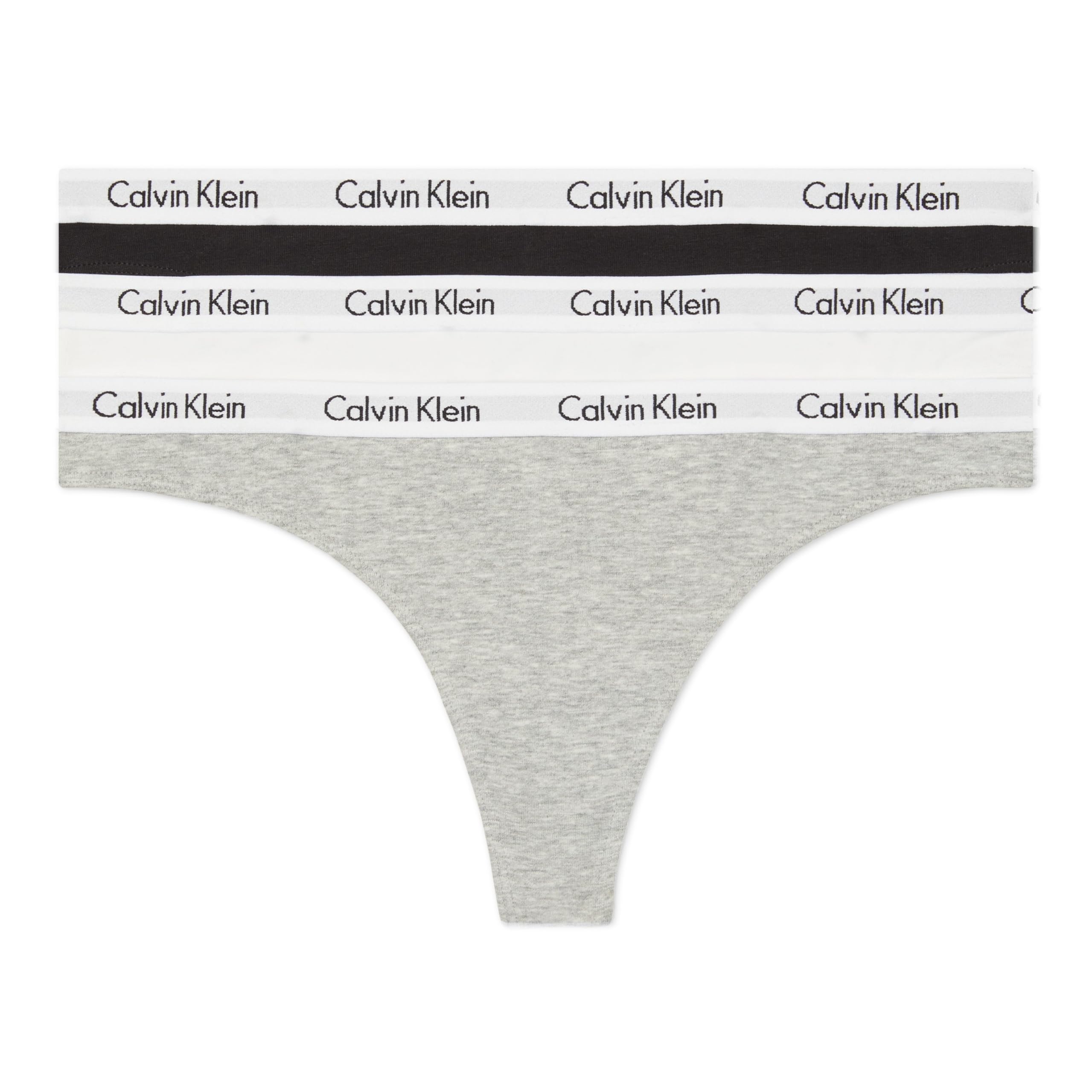 Photo 1 of Calvin Klein Women's 3 Pack Carousel Thong Panty, Black/White/Grey Heather, Large