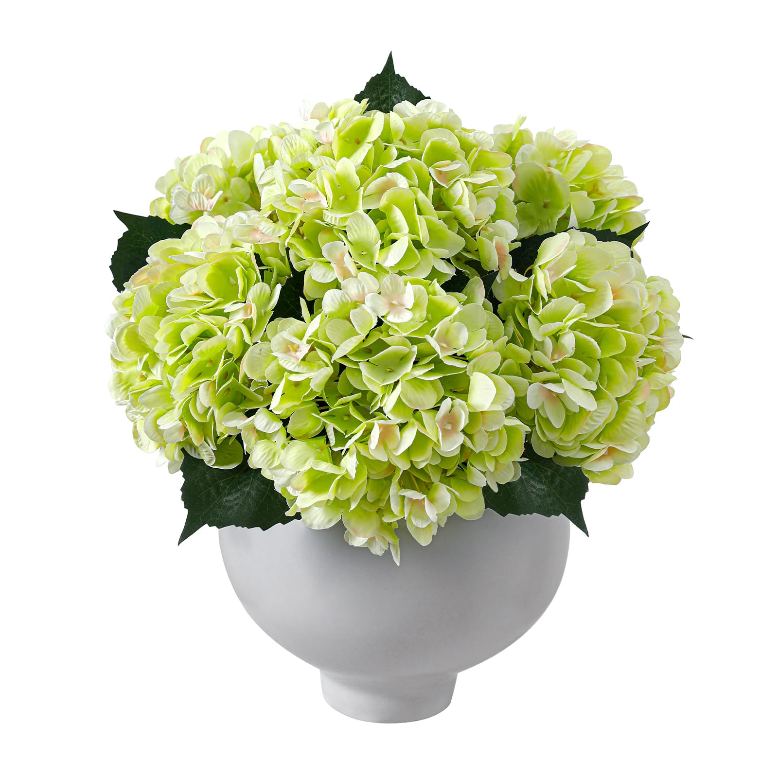 6PCS Realistic Artificial Silk Hydrangea Flowers – Premium Fake Hydrangea Flowers Bouquets with Stems, Full Faux Hydrangea Blooms for Home Wedding Table Party Office Decorations(Light Green)