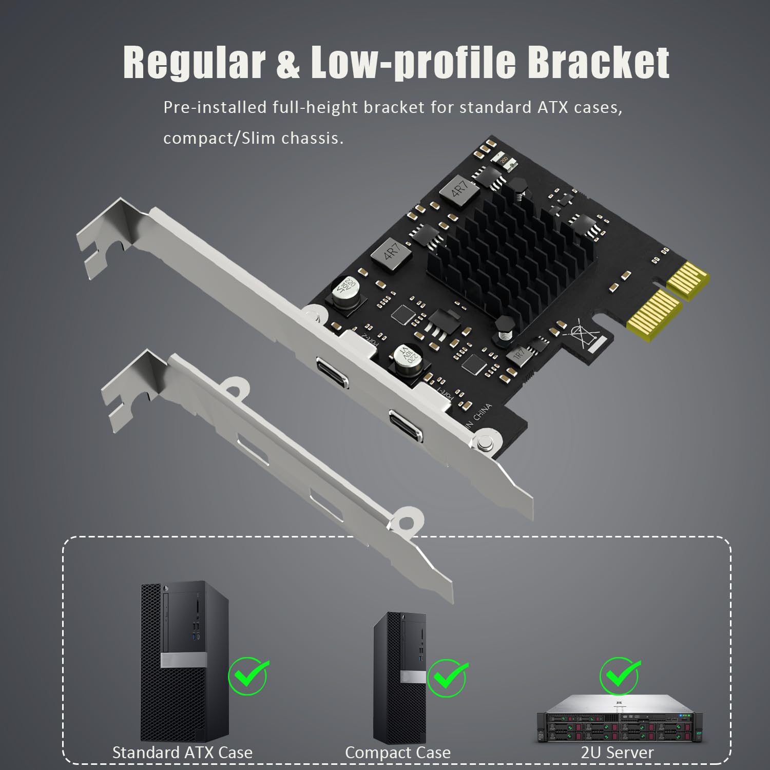 GLOTRENDS U3142X1 2 porty karta rozszerzeń USB PCIe 10Gb, 2 porty USB-C (USB 3.2 Gen 2), interfejs PCIe X1, kompatybilna z systemami Windows/Linux/macOS