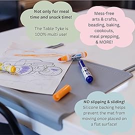 Table Tyke Silicone Placemat for Toddlers with Teething Table Edge Bumper - Non-Slip Baby Placemat for Restaurant & Home Dining - BPA Free Kids Food Mat - Travel Ready Toddler Eating Mat - Sage Green