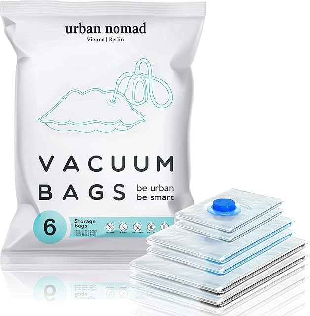Vacuum Storage Bags for Clothes Duvets Travel - 6 Pack 3 Sizes Jumbo Medium Small, Reusable No Leak Compression 80% More Space Saver, Vaccumm Suction Seal Bag Extra Durable, Bedding Blanket Vacume XL