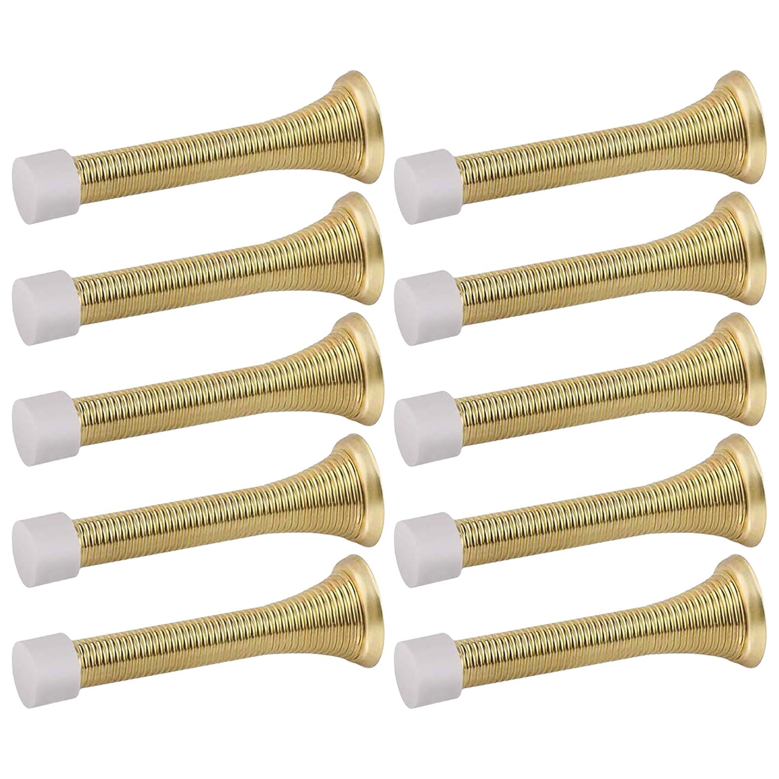 Tertioi Gold Us Type Spring Door Stop Set Fashionable Appearance Sturdy Spring Stops 10Pcs/Set For Bedroom, Kitchen & Study Stopper