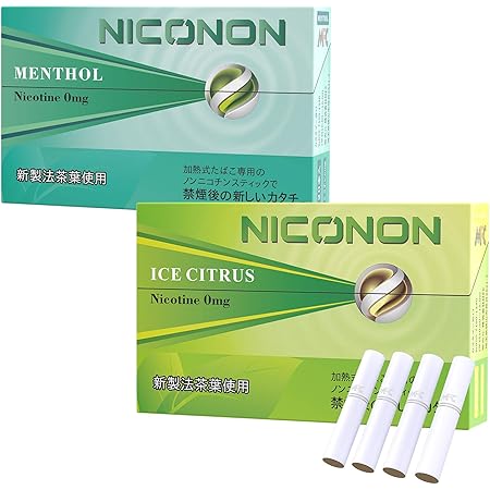 Amazon Niconon ニコノン 禁煙後の新しいカタチ アイコス互換機 次世代ニコチン0mg加熱式スティック メンソール アイスシトラス 各1箱ずつ吸い比べセット Niconon ニコノン カートリッジ