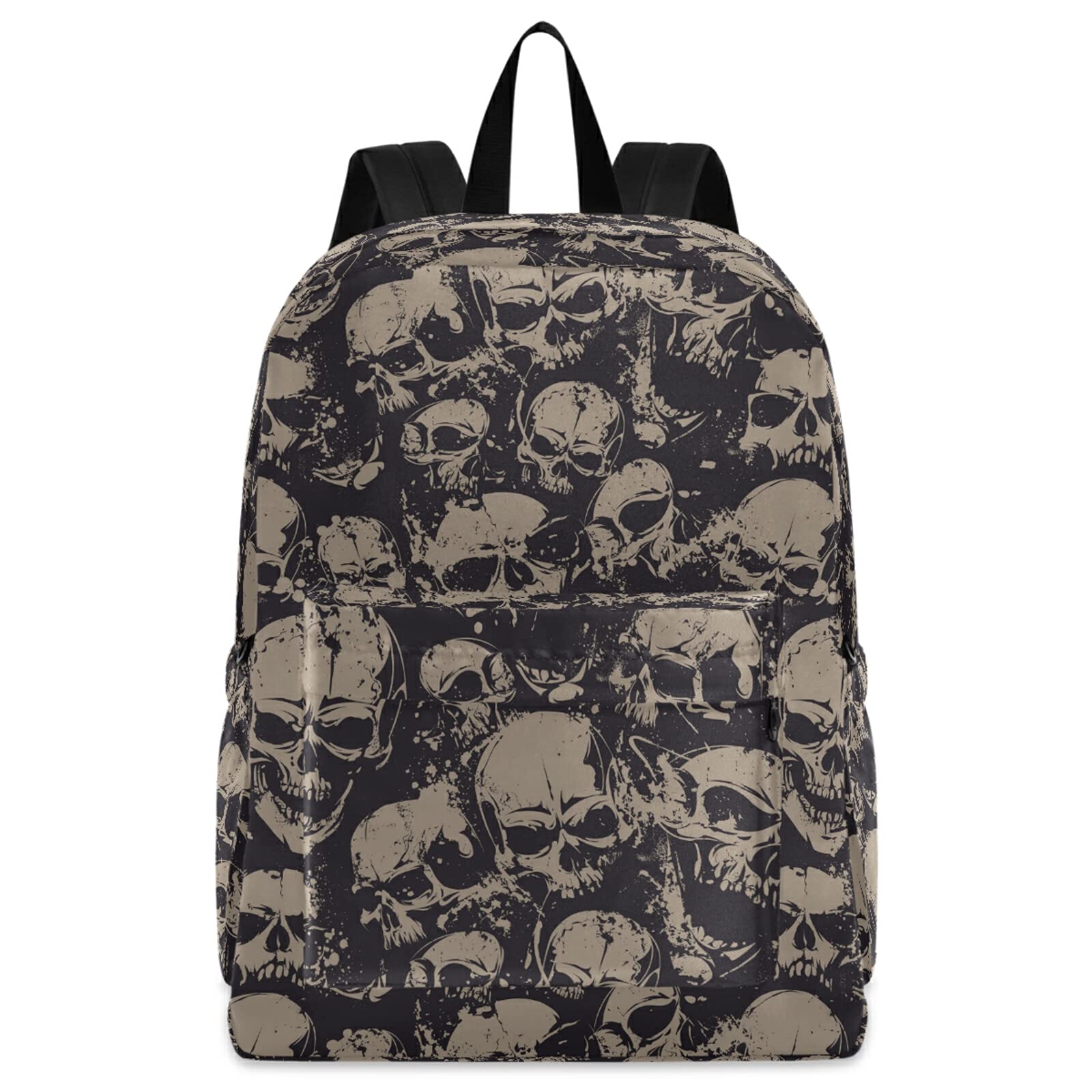 ZzWwR Grunge Skulls Pattern Polyester Computer Backpack Big Daypack for Business Sport Travel School Bookbags