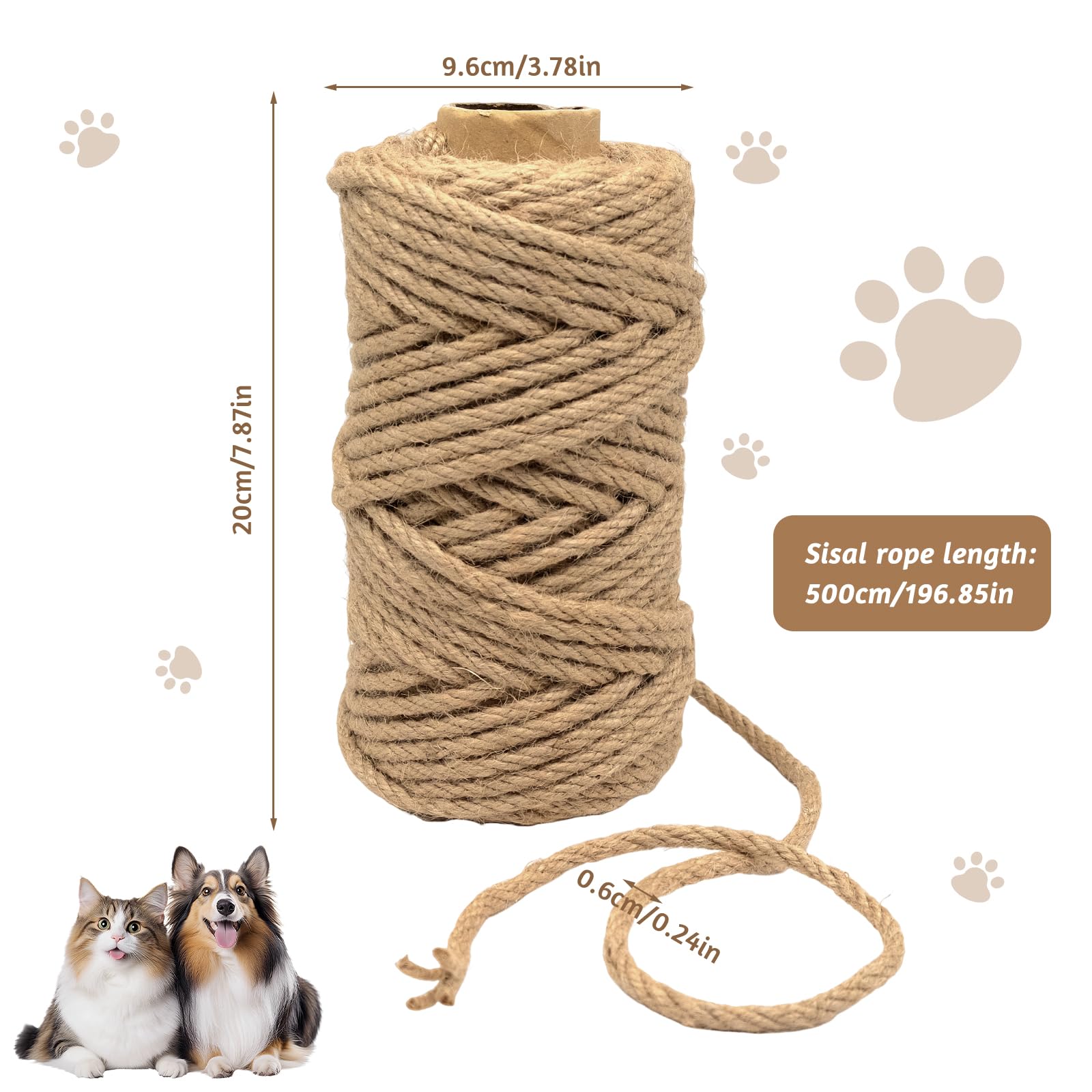 Sisalseil Für Katzenkratzbaum 6mm X 164 Fuß | Ersatz- & Reparaturseil, DIY Hanfschnur Für Kratzmöbel