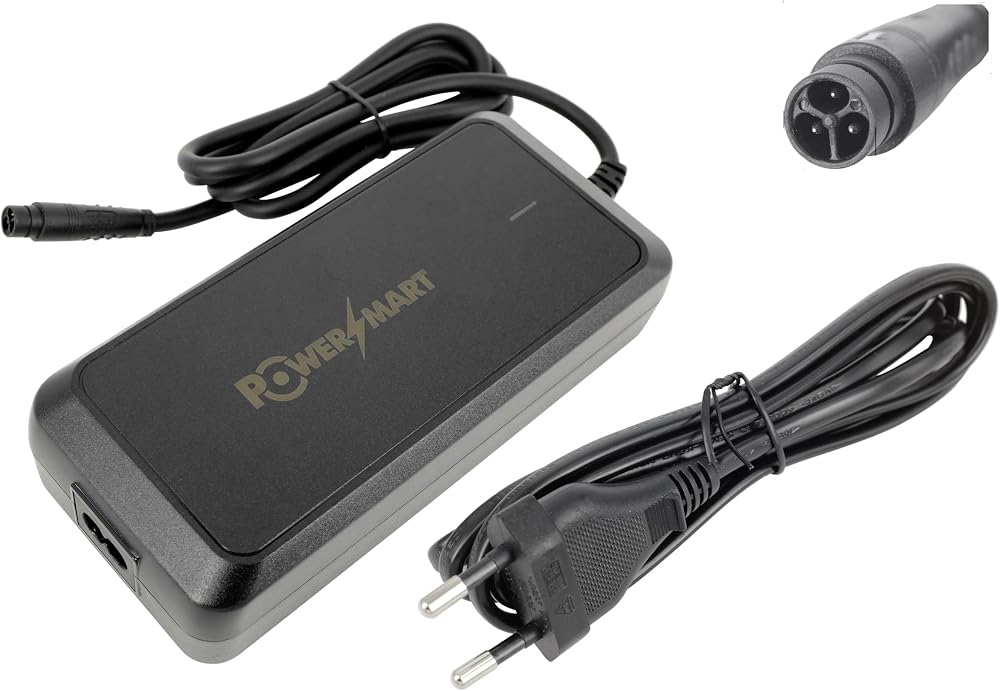 PowerSmart Chargeur 42 V 4 A pour Batteries Lithium-ION 36 V, Compatible avec Le vélo électrique FEU Vert E-Rox (Batterie 36 V IMP 3 Broches)