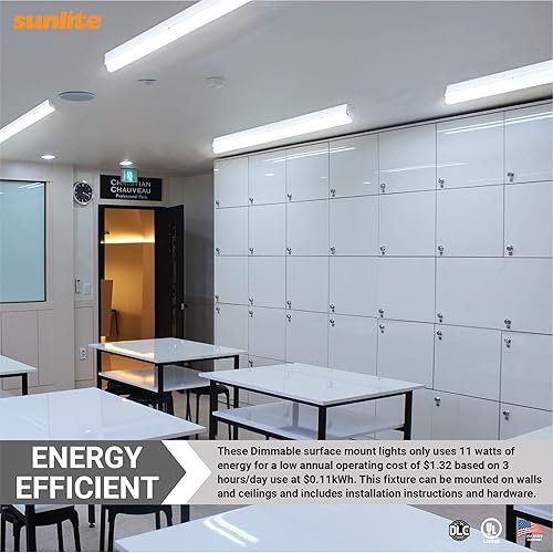 Miniatura 7 de Sunlite Lámpara LED lineal de una sola tira de luz, 11 vatios, 1450 lúmenes, 5000 K súper blanco, 80 CRI, certificación UL y DLC, blanco, para