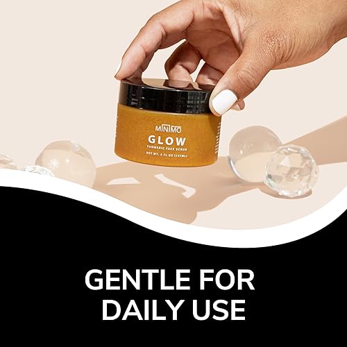 Miniatura 4 de Minimo Skin Essentials Exfoliante facial de cúrcuma Glow (Vanilla Bean) con aplicador de corazón Scrubbie para una piel radiante y clara - 5 onzas