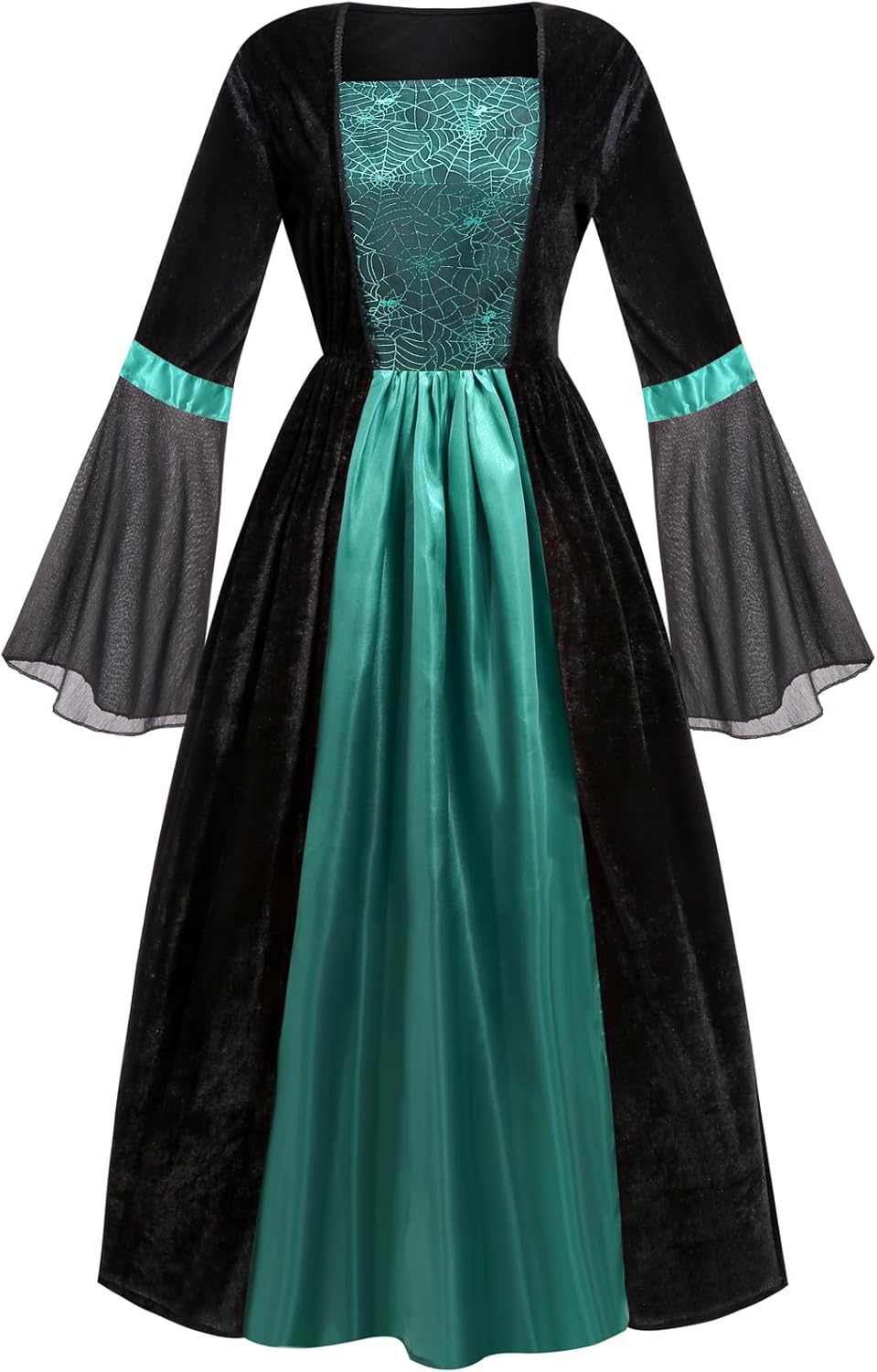 GRAJTCIN Adult Wicked Witch Costume Women Gothic Vampire Halloween Party Cosplay Dress with Hat - Image 2