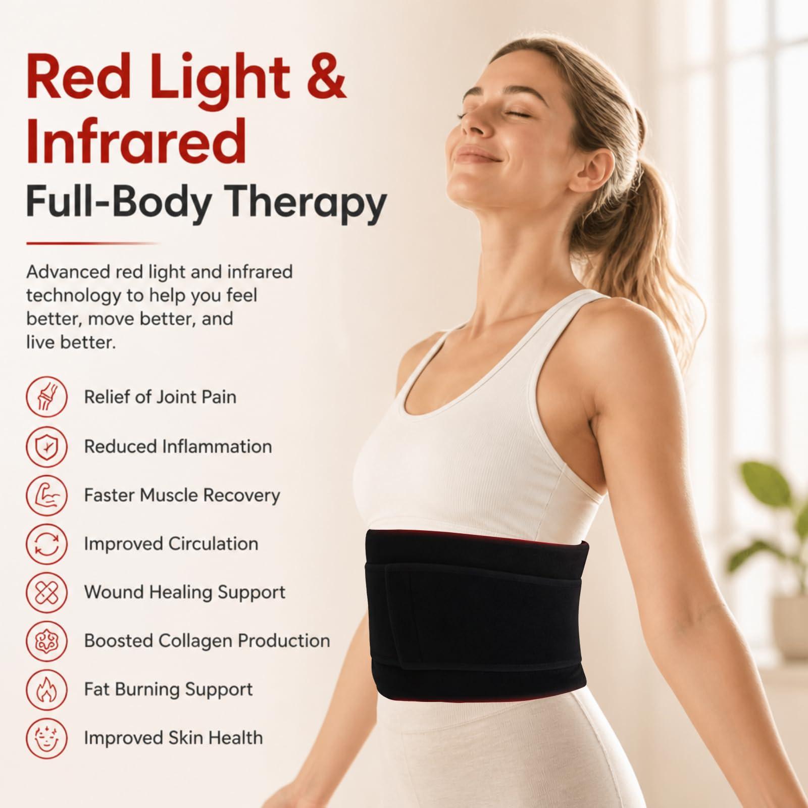 Luce rossa opaca, 210 LED, 80 x 35 cm, luce rossa e infrarossi, 660 nm, 850 nm, tappetino per terapia della luce LED, 5 livelli di luminosità e timer, per schiena, gambe, spalle, vita e ginocchia
