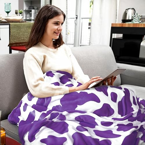 Miniatura 2 de Mantas y mantas moradas de forro polar suave para sofá