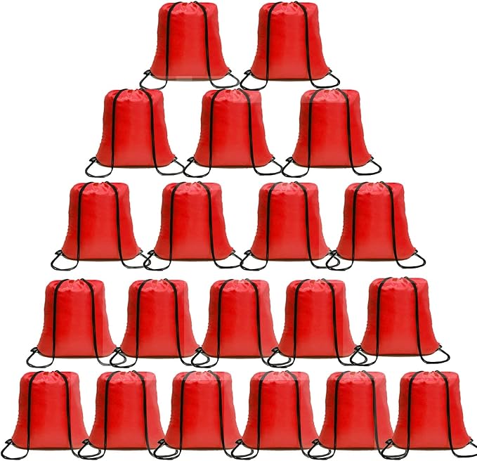 CAIHONG Drawstring Backpack Bulk Red 100 Pcs - String Backpack Drawstring Bags Cinch Bag Sackpack for Women Gym