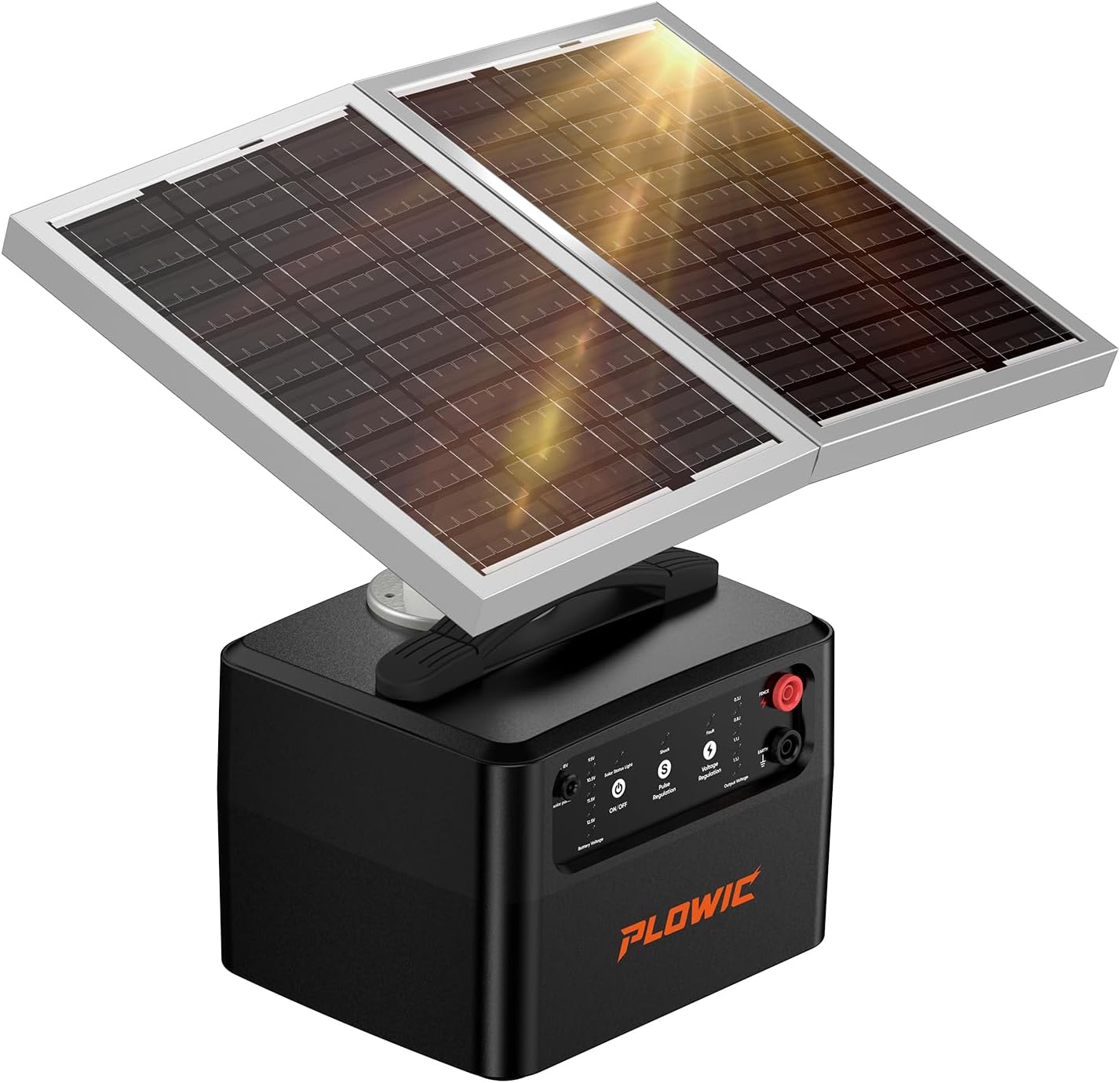 Solar Electric Fence Charger for Livestock: 30 Miles Solar Fence Charger, 12KV 1.5J Output Electric Fence Energizer with 12000mAh Battery, 15W Solar Panel, IP65 Waterproof for Poultry Garden