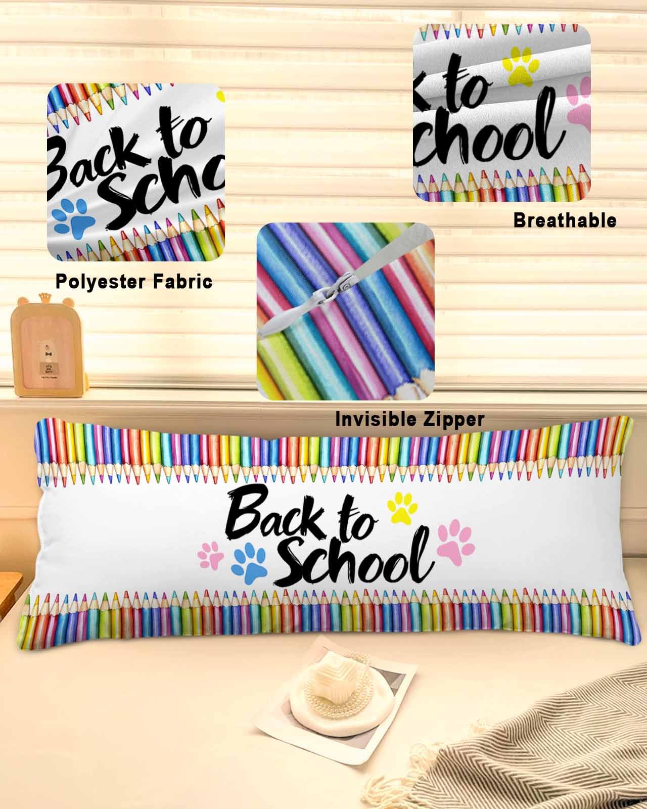 Pillowcase 20x54 Inch - Body Childlike Back-to-School Season Pencil 1 Soft Brushed Microfiber Pillow Covers with Hidden Zipper Closure Bed Pillow Shams for Bedroom Sofa Car, 1pcs