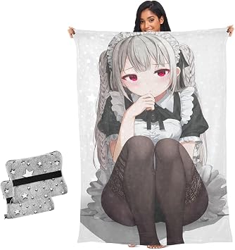 Throw Blankets for Women Large Cozy Blanket Cute Anime White Maid Blankets for Teen Girls for Sofa Gifts for Men Women