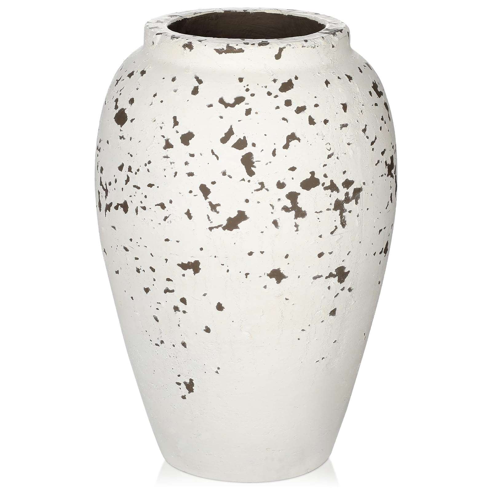 Jarrón de cerámica de 27 cm de alto, hecho a mano, vintage, de terracota, jarrón de mesa de cerámica para decoración de salón, oficina en casa, jarrón para hierba de las Pampas, decoración rústica