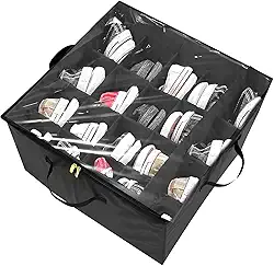 Caixa de armazenamento de sapatos com divisória à prova de poeira caixas de armazenamento de sapatos com tampa transparente e alça recipientes organizadores dobráveis fáceis de montar, grande para 20