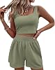 Geagodelia Women's Two Piece Outfit Summer Ladies Sexy Co Ord Set Crop Tank Top  Shorts Y2k Aesthetic Clothes Streetwear Sport Gym Sets