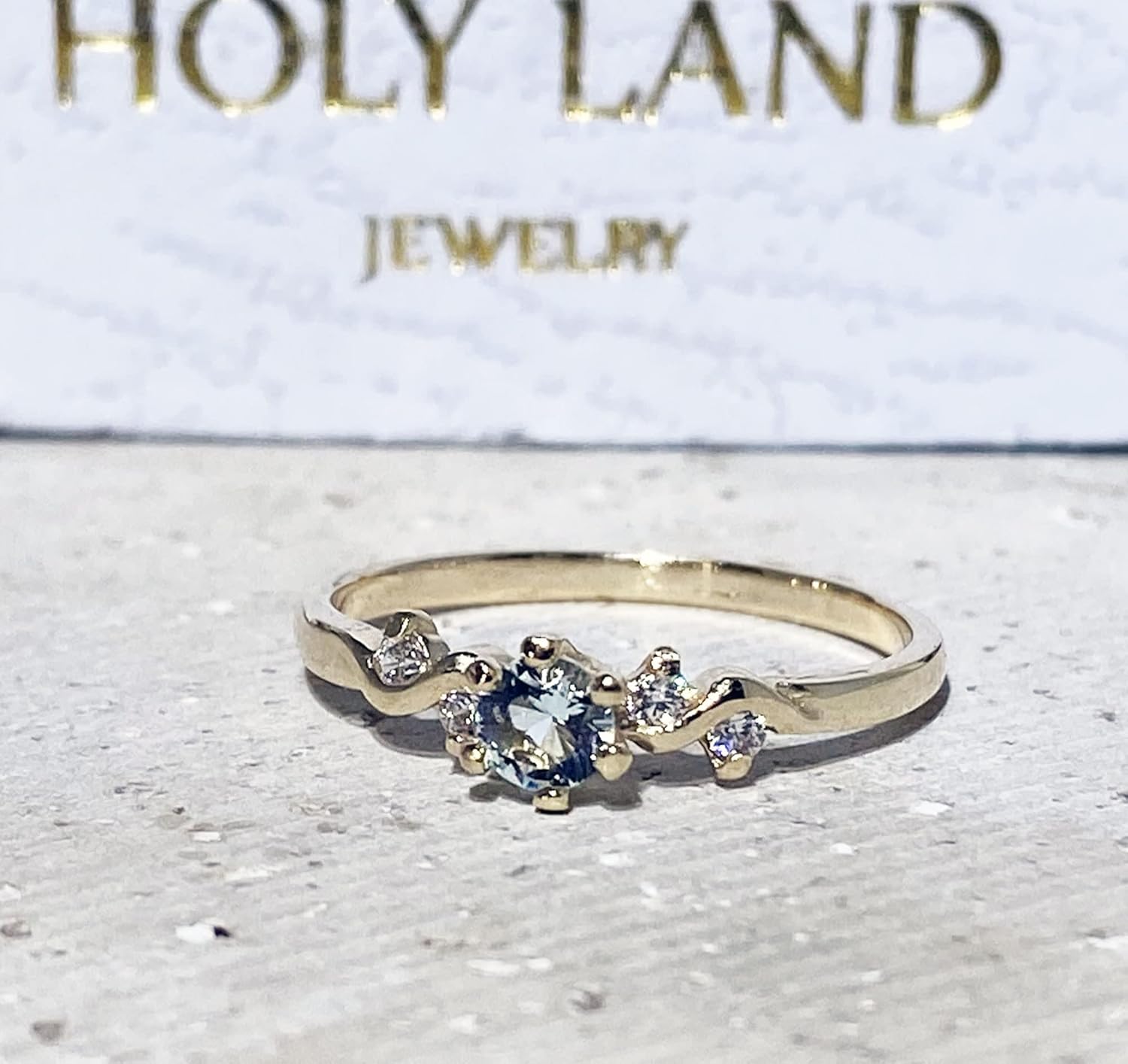 March Birthstone Jewelry - Aquamarine Ring - Tiny Ring - Stacking Ring - Gemstone Ring - Simple Jewelry - Slim Ring