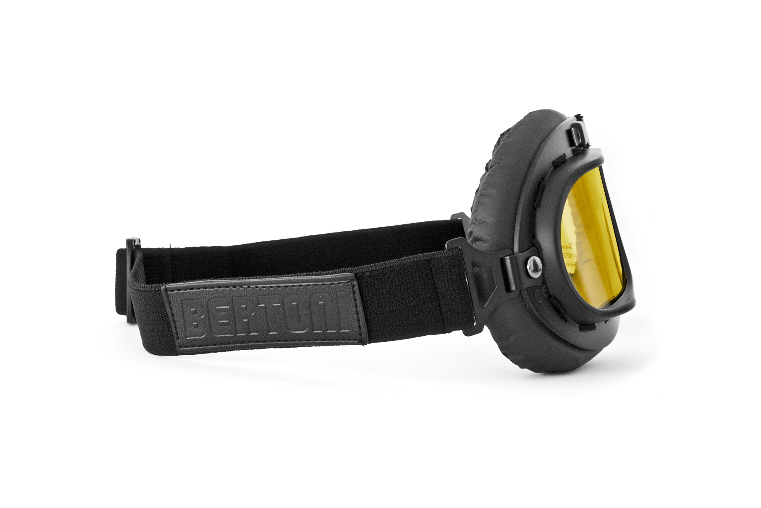 Bertoni Occhiali Moto Vintage Aviatore AF195B Nero Opaco Lente Gialla