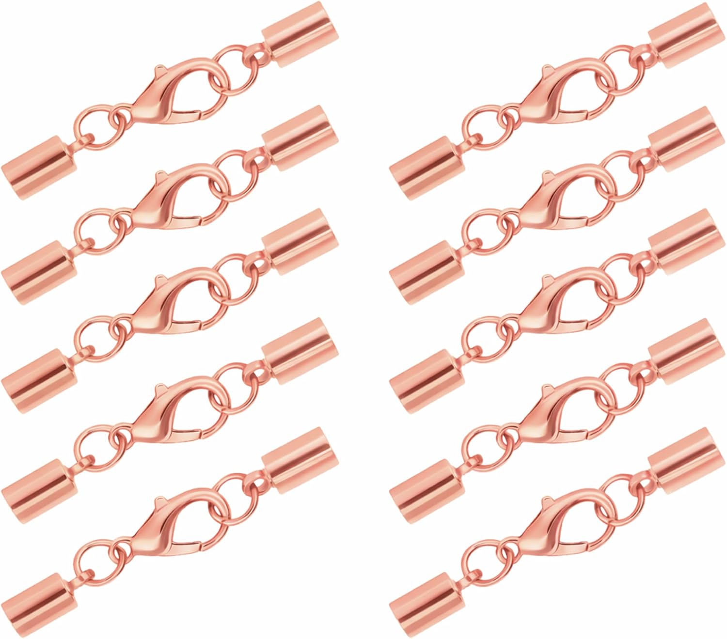 Mandala Crafts Rose Gold Tone 4mm Cord End Caps with Lobster Claw Clasps