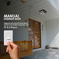 Vista 3 de Outdoor Flush Mount Motion Sensor Ceiling Light - Timeless Industrial Design with Seeded Clear Glass for Your Porch, Driveway, Covered Patio, negro