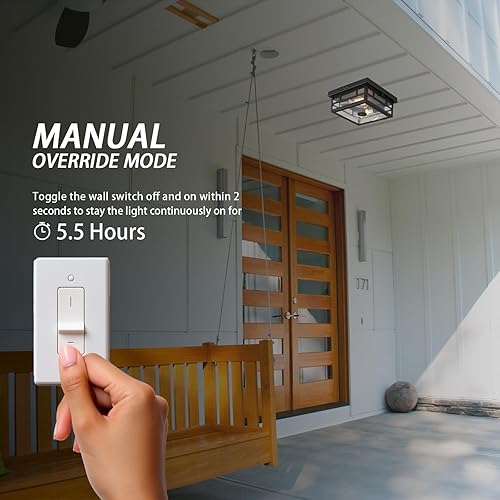 Miniatura 3 de Lámpara de techo con sensor de movimiento de montaje empotrado para exteriores, diseño industrial atemporal con vidrio transparente sembrado para tu