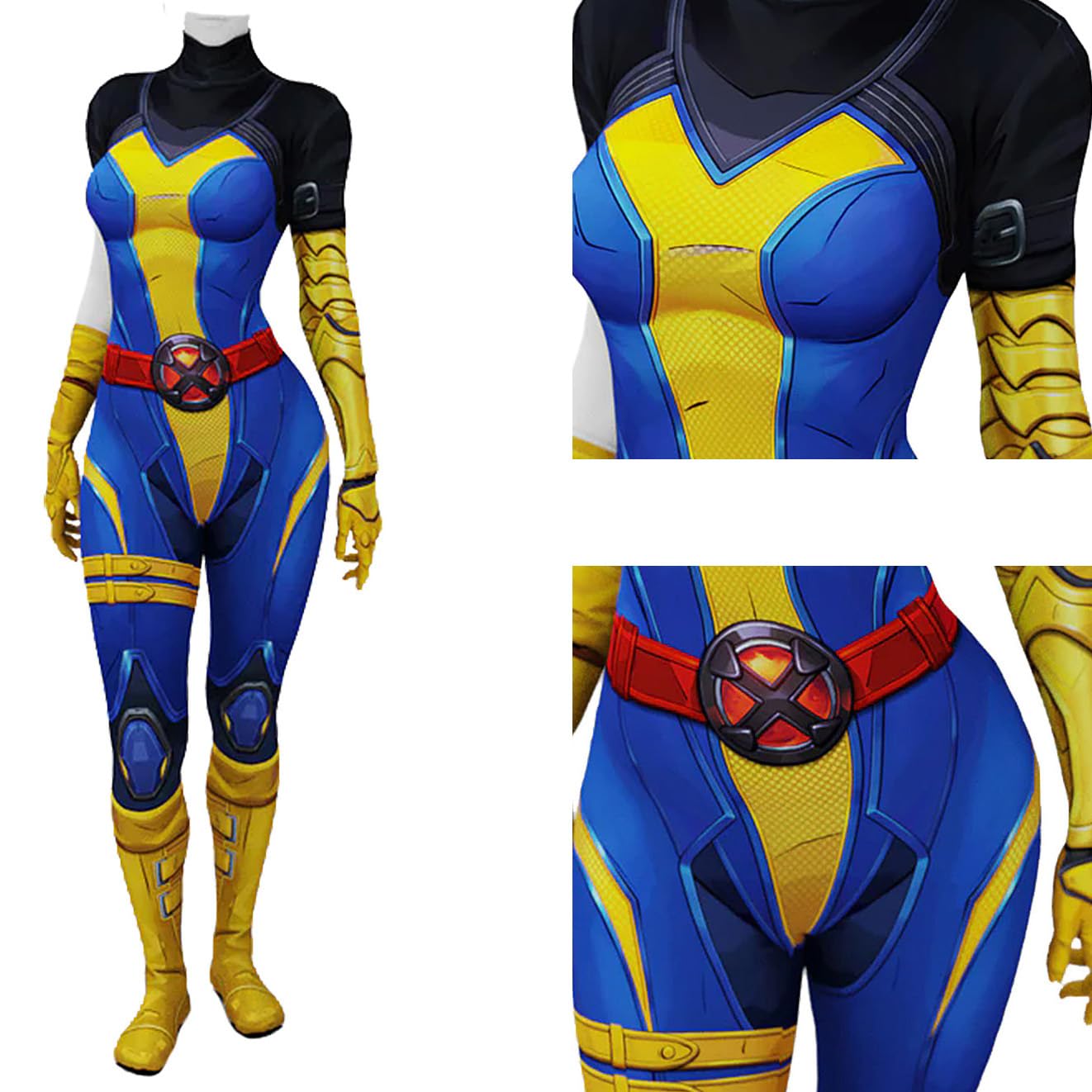 Yragemz Adult Phoenix Cosplay Jumpsuit robe Women Human Torch Costume Bodysuit Cape Cloack for Halloween: Blue X-Large