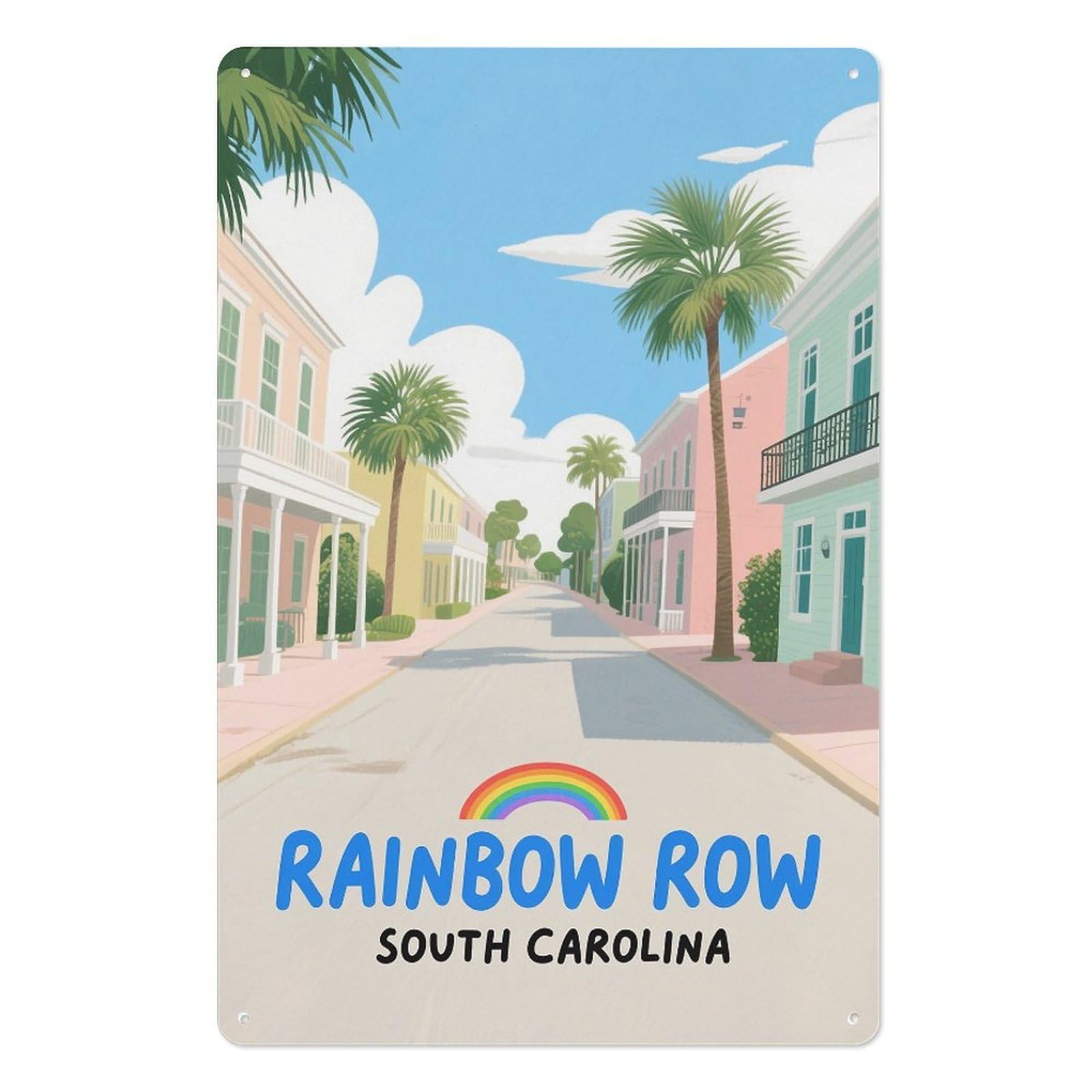 Row South Carolina Retro Design Tin Paintings Vintage Tin Sign 08x12inch(20x30cm) Wall Art for Home Office Bedroom Living Room Cafes Wall Decor