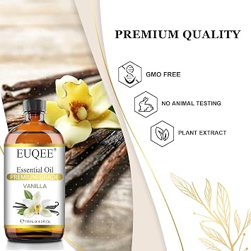 EUQEE Vanilla Essential Oil 118 ml & Holiday Cheer Premium Fragrance Oils Set of 6 for Diffuser, Candle Making