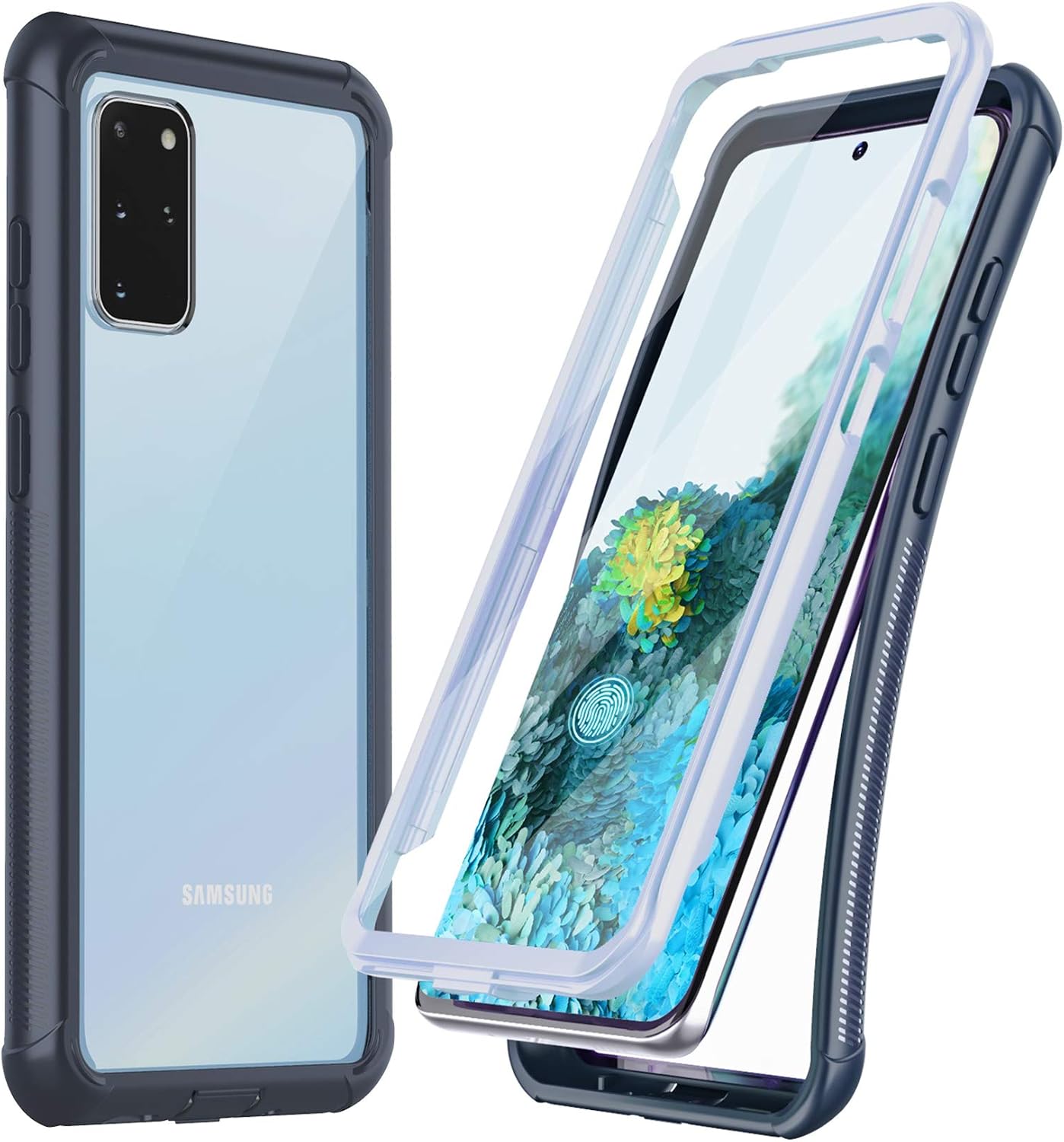 Temdan for Samsung Galaxy S20 Plus Case, Built-in Screen Protector Full Body Heavy Duty Shockproof Case Support Wireless Charging for Samsung Galaxy S20 Plus 5G 6.7 inch 2020 Release (Blue)
